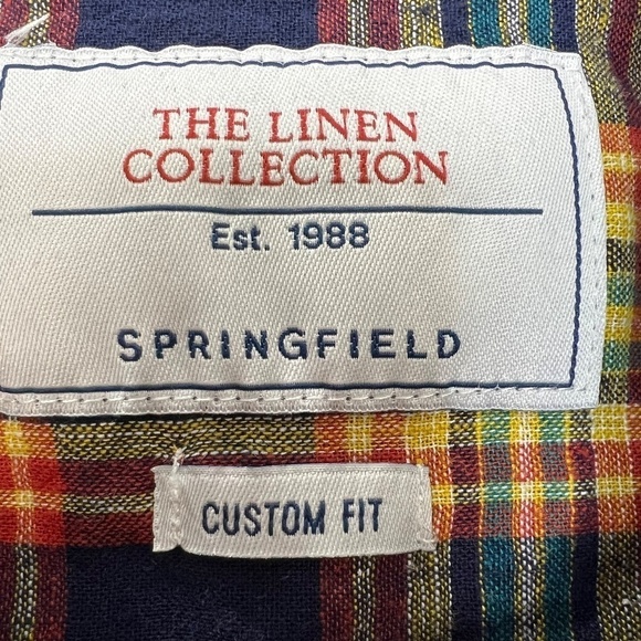 Springfield linen blend plaid short sleeve shirt 2XL - Picture 7 of 8